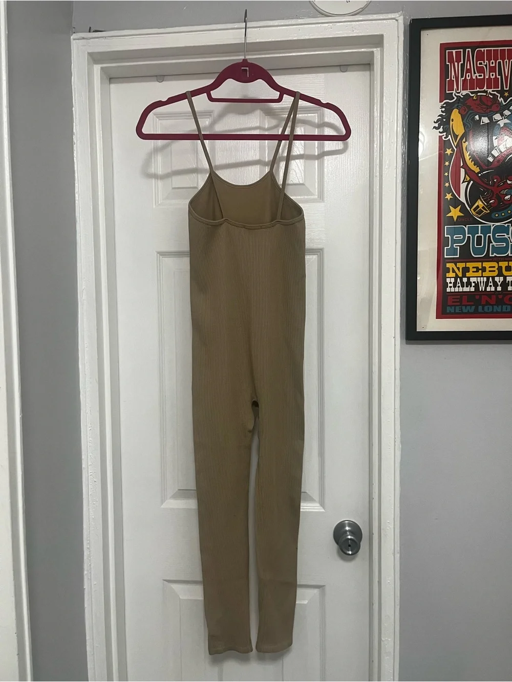 ZARA NWOT Ribbed Strappy Jumpsuit — Camel - Picture 3 of 4